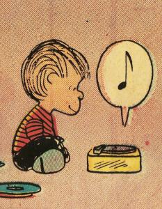 Listening to record player cartoon