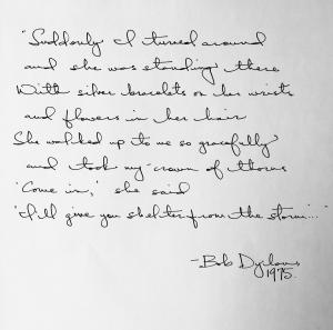 Bob Dylan hand written lyrics