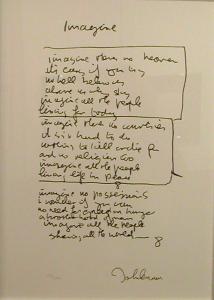 John Lennon handwritten lyrics for Imagine