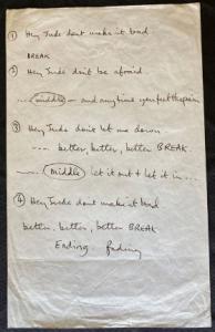 Hey Jude handwritten lyrics